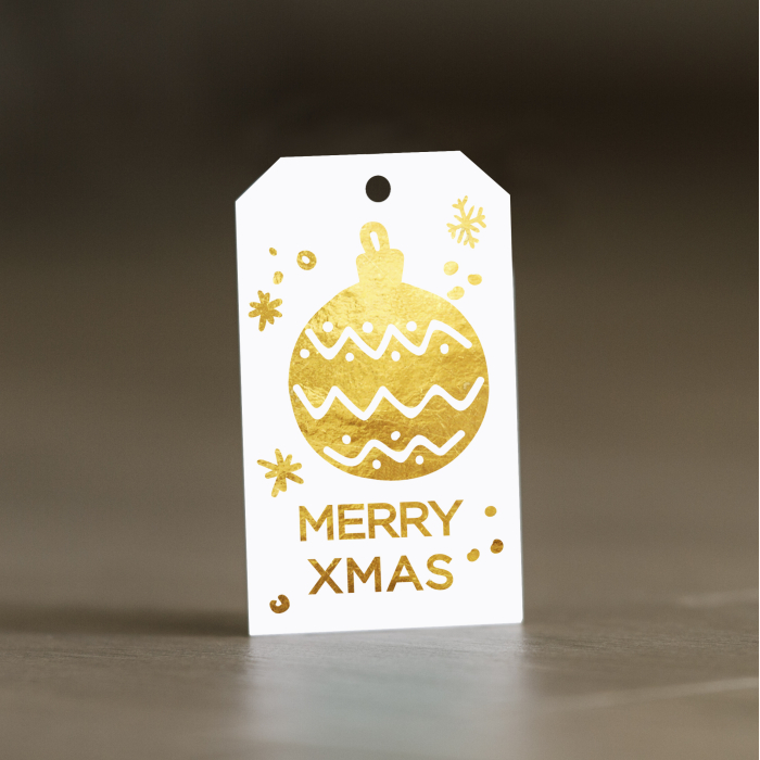 Комплект бірок новорічних 8,5*5 см Ball gold
