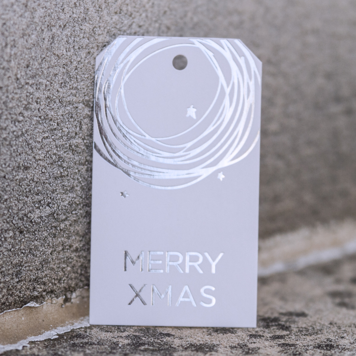 Комплект бірок новорічних 8,5*5 см MX silver