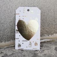 Комплект бірок новорічних 8,5*5 см heart_gold
