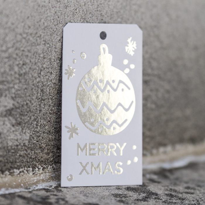 Комплект бірок новорічних 8,5*5 см Ball silver