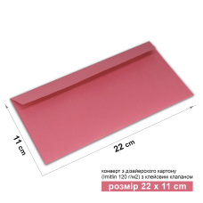 Конверт 22*11 см rose
