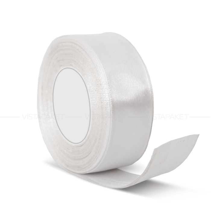 Декоративна атласна стрічка біла