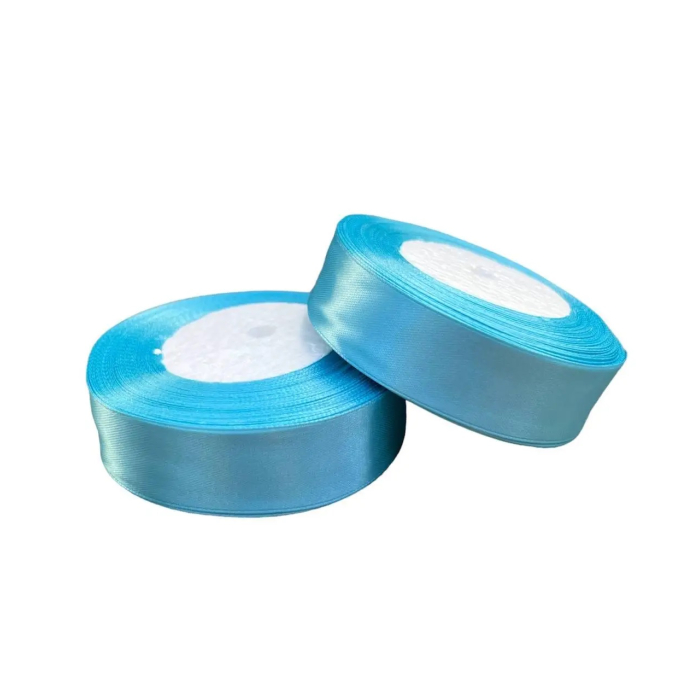 Декоративна атласна стрічка блакитна