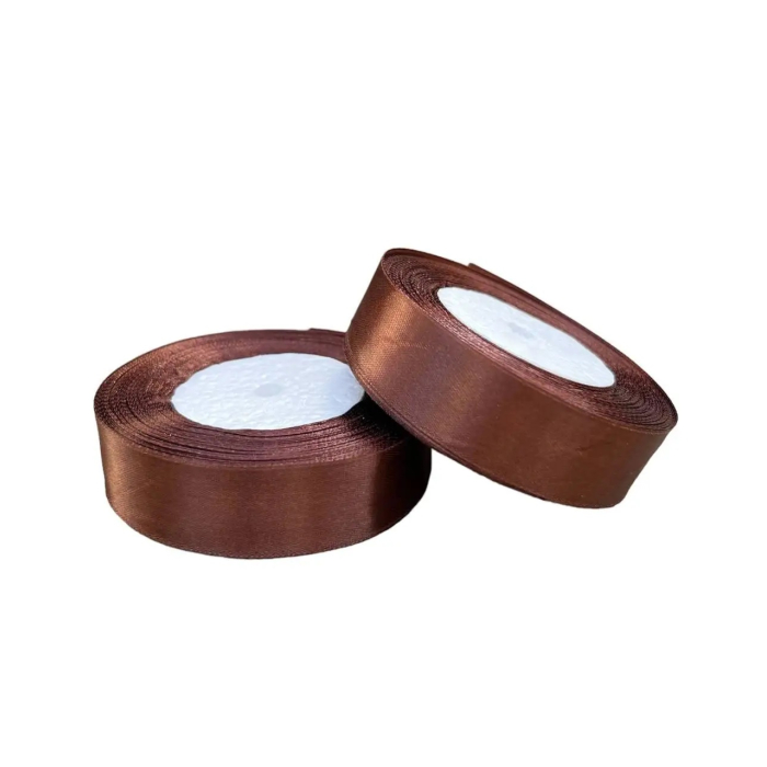 Декоративна атласна стрічка шоколадна