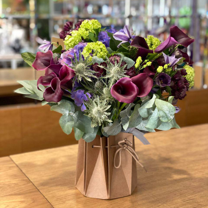 Аквабокс (коробка-ваза) для квітів крафтовий