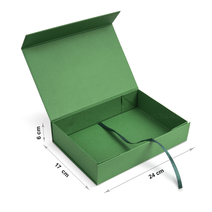 Подарункова коробка з палітурного картону зелена