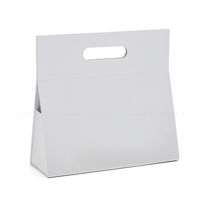 Ювелірна подарункова коробка-сумка біла