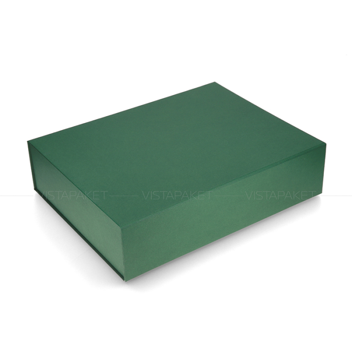 Подарункова картонна коробка на магнітах зелена