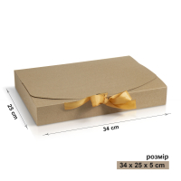 Коробка 34x24x5 см kraft з стрічкою
