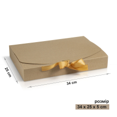Коробка 34x24x5 см kraft з стрічкою