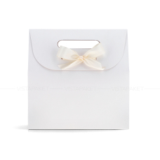 Коробка-пакет 34 x 35 x 14 см картонная белая с лентой