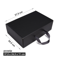 Коробка  37,5*24,5*11 см  черная с лентой