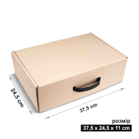 Коробка 37.5x24.5x11 см кремова з пластиковою ручкою