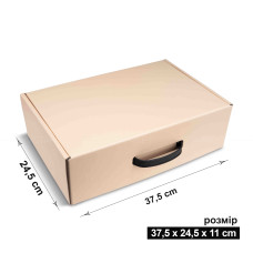 Коробка 37.5x24.5x11 см кремова з пластиковою ручкою