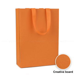 Пакет паперовий 25х35х9 см помаранчевий з стрічкою