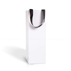 Пакет паперовий білий 12х43х11 см з стрічками