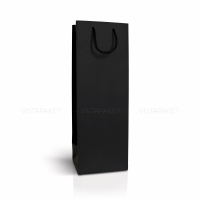 Пакет паперовий 13х37х10,5 см чорний під пляшку