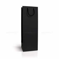 Пакет паперовий 13х37х10,5 см чорний під пляшку