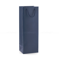 Пакет паперовий 13х37х10,5 см темно-синій під пляшку