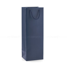 Пакет паперовий 13х37х10,5 см темно-синій під пляшку