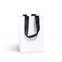 Пакет паперовий білий 15x23x8 см з стрічками