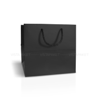 Пакет паперовий 19*18*18 см чорний з великим дном