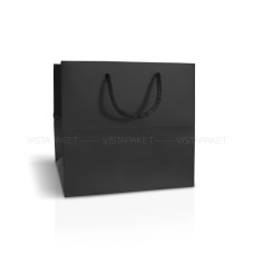 Пакет паперовий 19*18*18 см чорний з великим дном