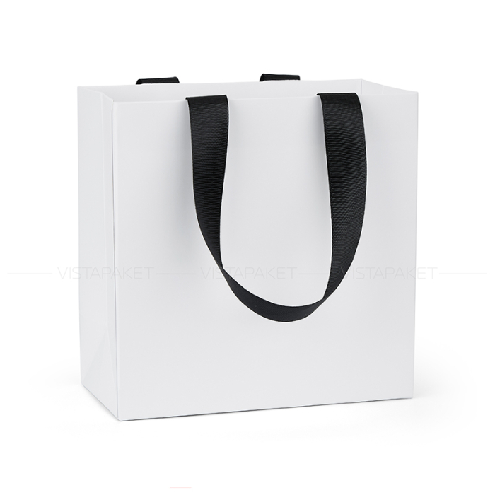 Пакет бумажный подарочный с большим дном и ручками-лентами
