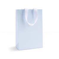 Пакет паперовий 20х30х10 см ніжно блакитний з стрічкою