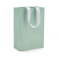 Пакет паперовий 20х30х10 см ніжно м`ятний дим з стрічкою