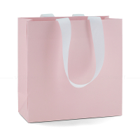 Пакет паперовий 22*22*10 см рожевий квадратний