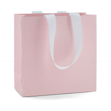 Пакет паперовий 22*22*10 см рожевий квадратний