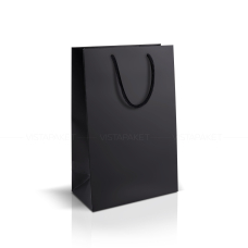 Пакет паперовий 25*35*9 см чорний з шнуром