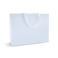 Пакет паперовий 40x30x12 см ніжно блакитний з стрічкою