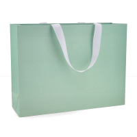 Пакет паперовий 40x30x12 см м`ятний дим зі стрічкою 