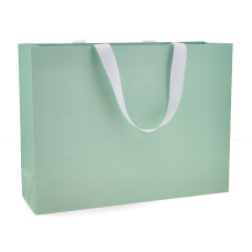 Пакет паперовий 40x30x12 см м`ятний дим зі стрічкою 