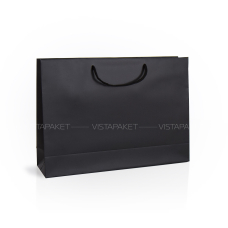 Пакет паперовий 35х25х9 см чорний з шнуром