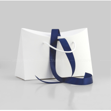 Пакет-сумка паперовий білий 28x15x9,5 см зі стрічкою