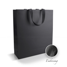 Пакет паперовий 35*40*12 см чорний Emboss, з стрічкою