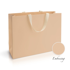 Пакет паперовий 45*33*15 см бежевий Emboss, з стрічкою