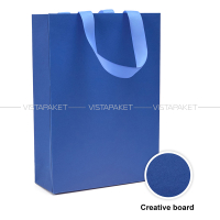 Пакет паперовий 25х35х9 см синій з стрічкою