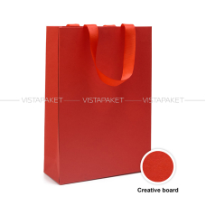 Пакет паперовий 25х35х9 см червоний з стрічкою