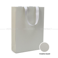 Пакет паперовий 25х35х9 см сірий з стрічкою