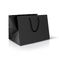 Пакет паперовий 35х25х25 см чорний з великим дном