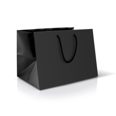 Пакет паперовий 35х25х25 см чорний з великим дном