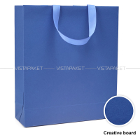 Пакет паперовий 35х40х12 см синій з стрічкою