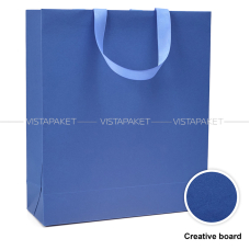 Пакет паперовий 35х40х12 см синій з стрічкою