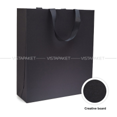 Пакет паперовий 35х40х12 см чорний з стрічкою