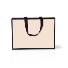 Пакет паперовий 35х25х9 см кремовий з ручкою стрічкою
