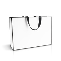 Пакет паперовий 50х35х15 см білий з ручкою стрічкою
